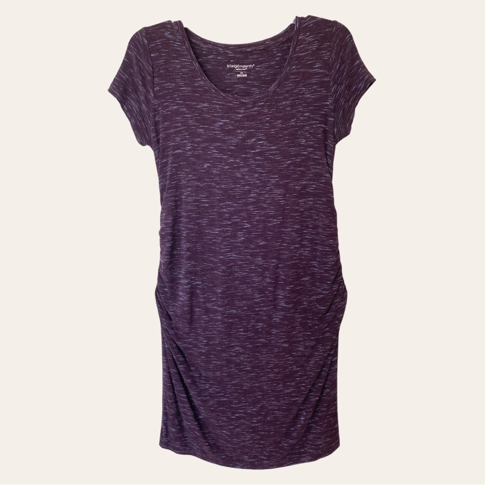 Liz Lange Maternity Tshirt Dress size XS Marled Purple Ruched Sides